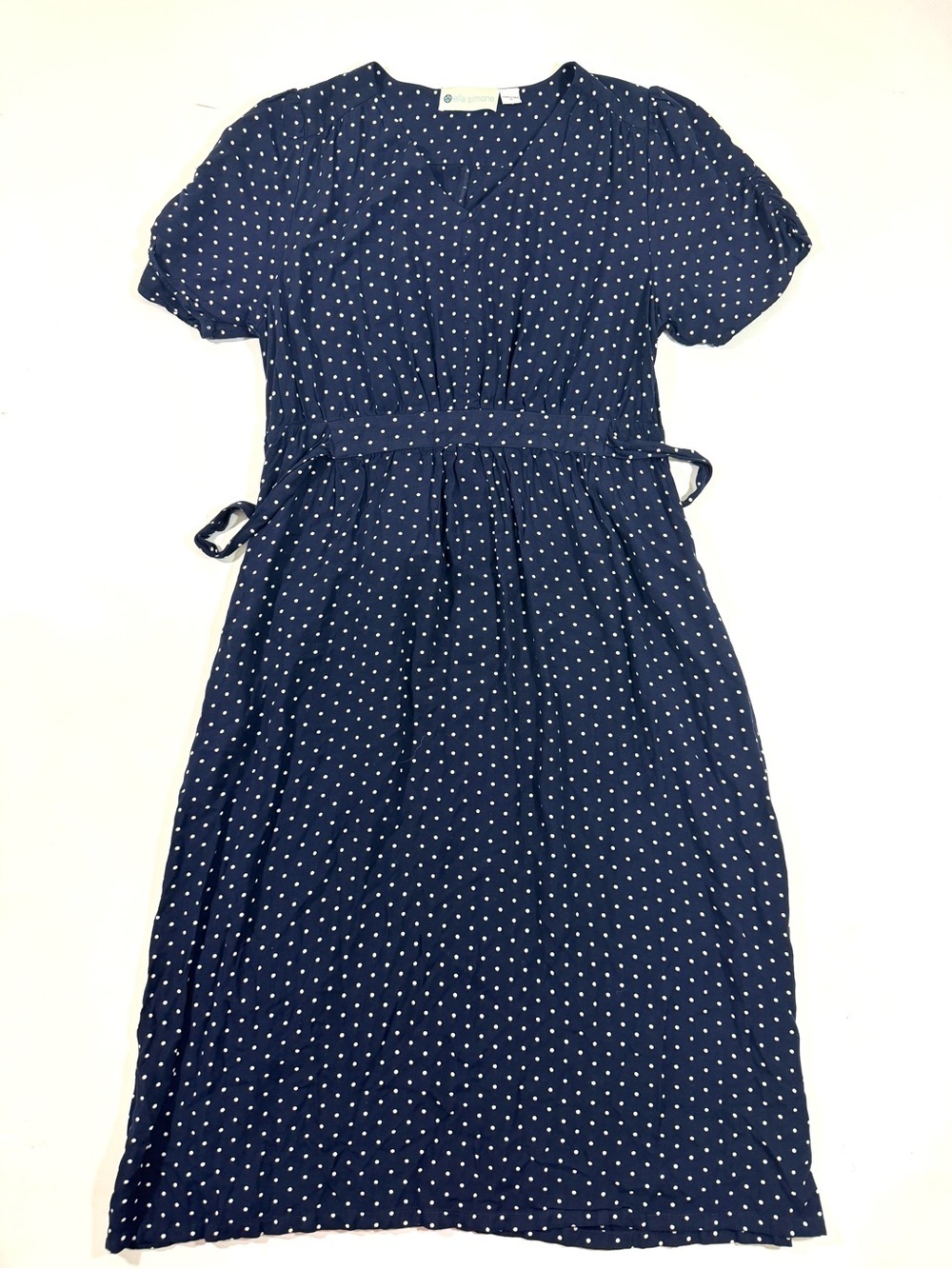 Ella Simone Polka Dot Midi Dress Blue White